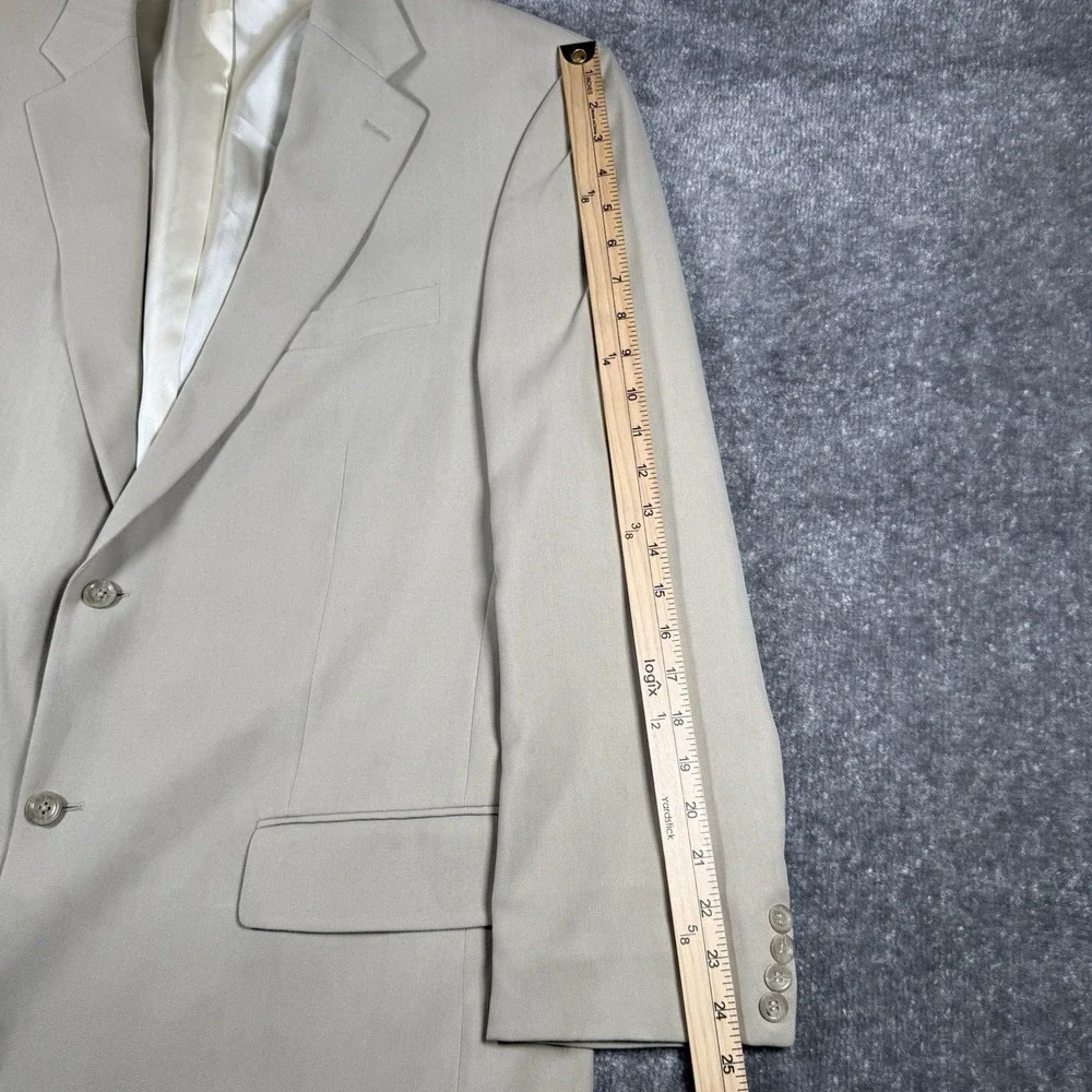 Oscar De La‎ Renta Men's 100% Silk Sport Coat Jacket Blazer Beige Size 46L
